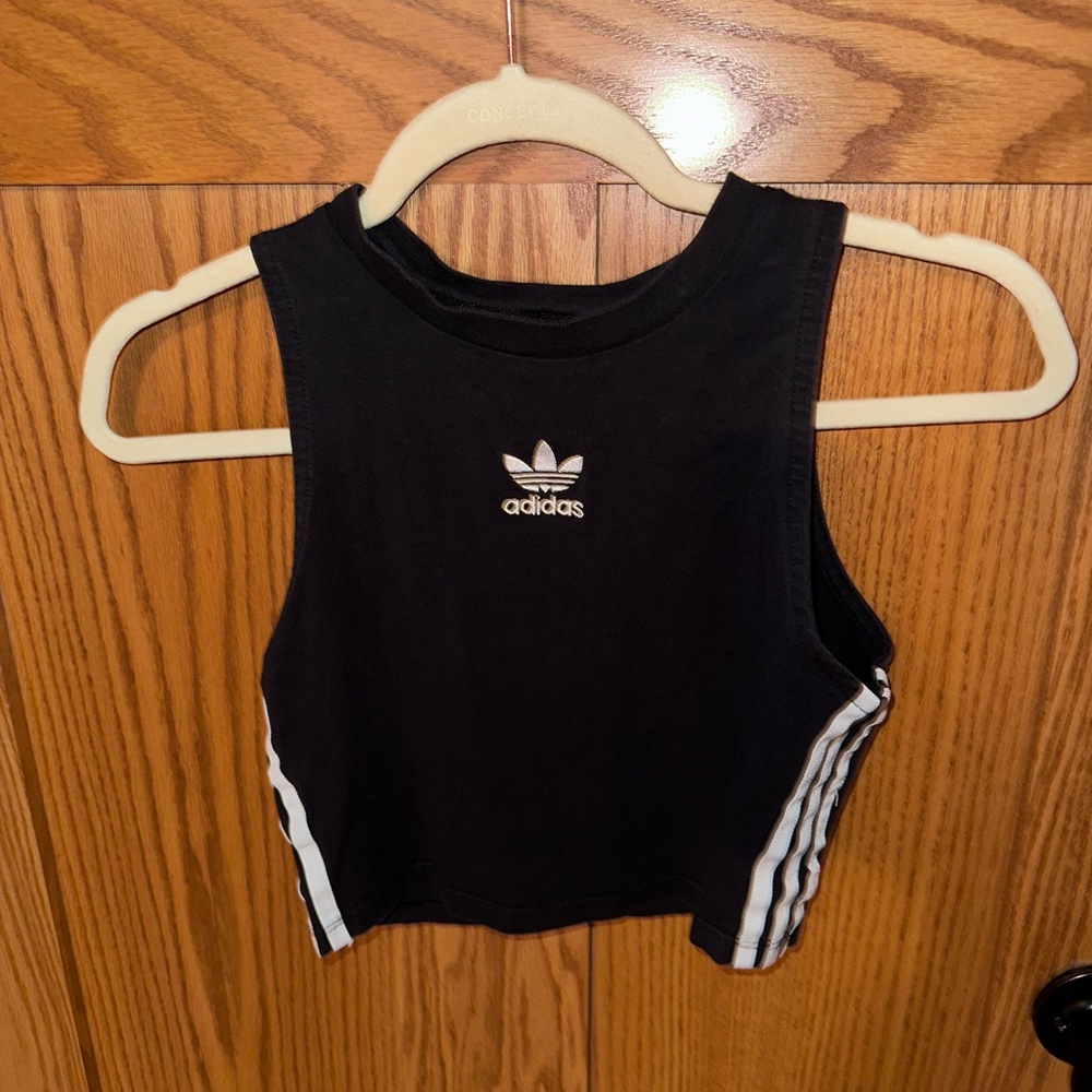 Adidas Black Tank Top with White Accents